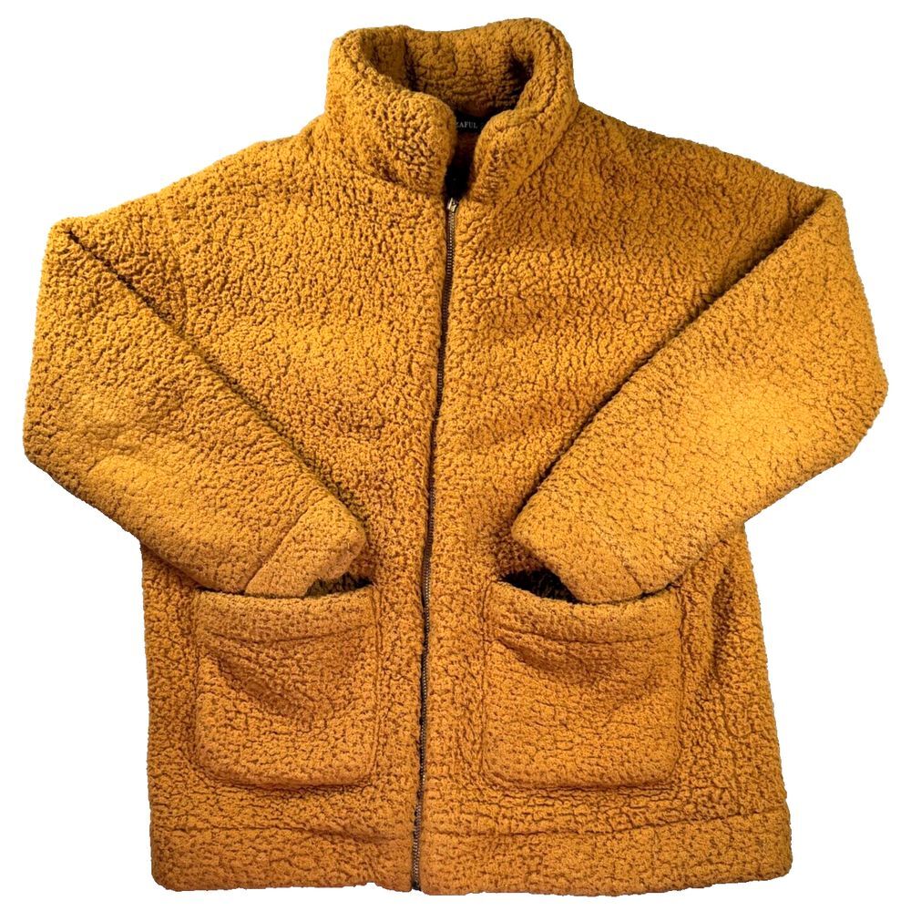 Zaful Jacket Womens Large 8 Teddy Cozy Zipper‎ Winter Boxy Sherpa Pockets Y2K